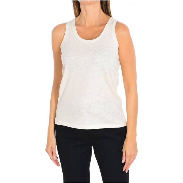 Eleven Paris Womens NUDE round neck tank top 16S2TS43 woman - White Cotton - Size Small