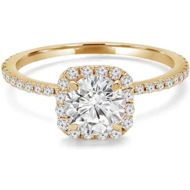 Majesty Diamonds MD240152-P 1.88 CTW Round Diamond Cushion Halo Engagement Ring with Accents in 14K Yellow Gold - Size 4 to 9