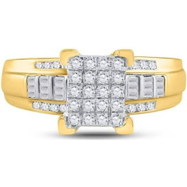 GND 115406 10kt Yellow Gold Womens Round Diamond Cindys Dream Cluster Bridal Wedding Engagement Ring, 0.5 CTTW