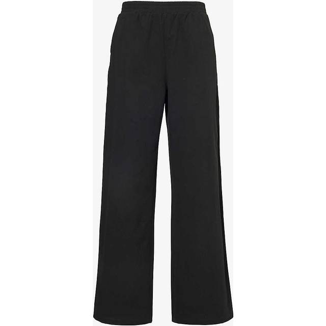 Adanola Womens Black Wide-leg Mid-rise Cotton Trousers S - BLACK