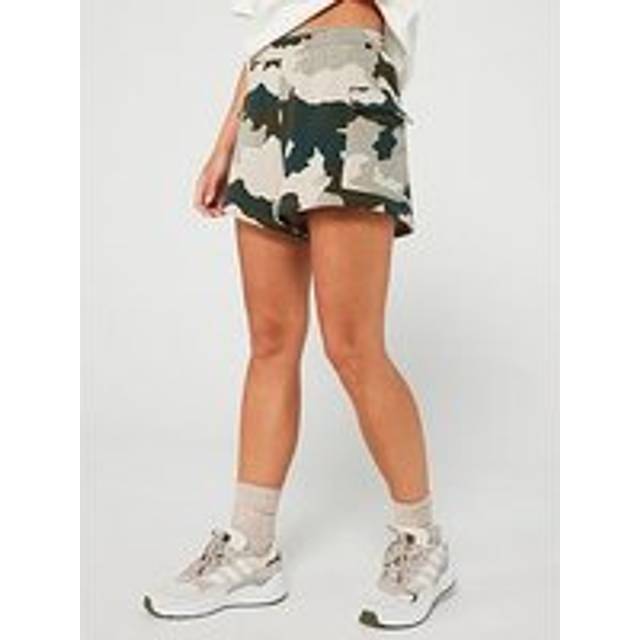 Essentials 3-Stripes Camo-Print Cargo Shorts - Silver Pebble - XS