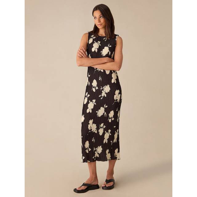 Ro&Zo Womens Mono Floral Plisse Tube Dress - Black - Size 10 UK