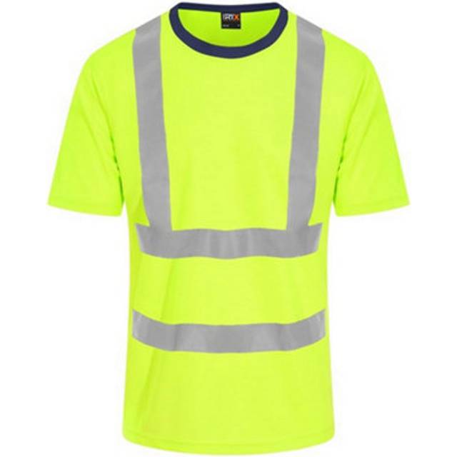 (L, Hi Vis Yellow/Navy) PRORTX Mens High-Vis T-Shirt