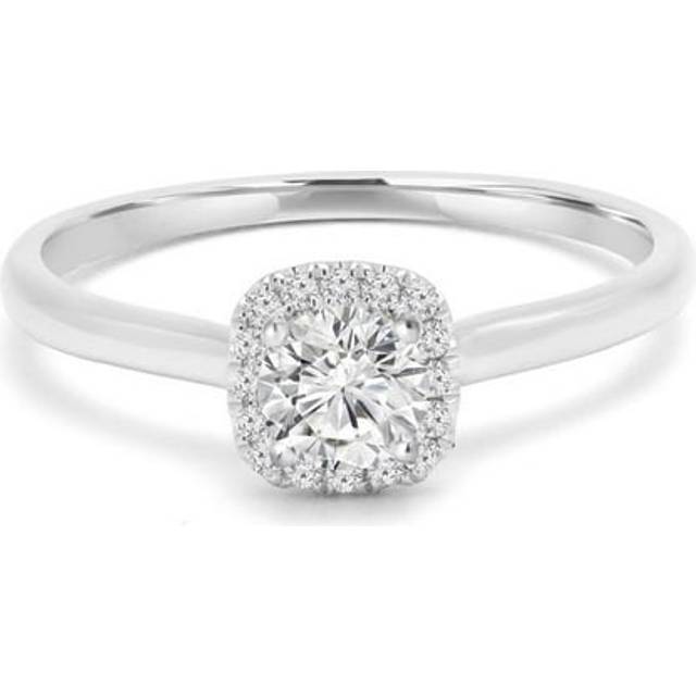 Majesty Diamonds MD240076-3 0.33 CTW Round Diamond Cushion Halo Engagement Ring in 14K White Gold - Size 3