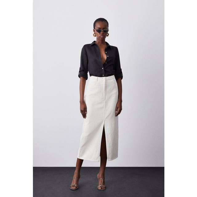 Denim Maxi Skirt - Cream
