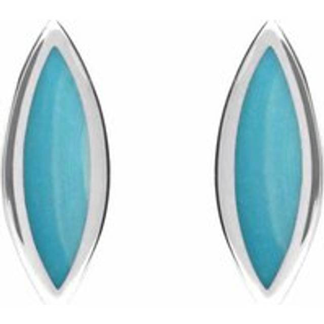 Sterling Silver Turquoise Toscana Marquise Stud Earrings - Silver