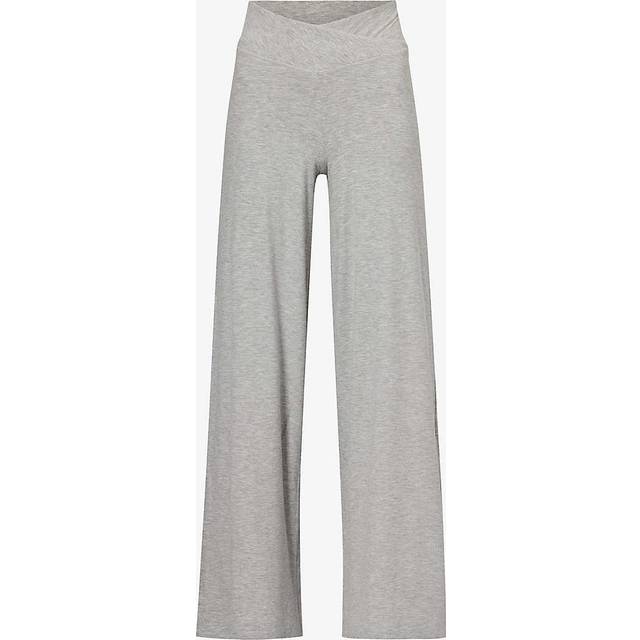 365 Sculpting Lounge Wrap Waist Wide Leg Trousers - Grey Marl