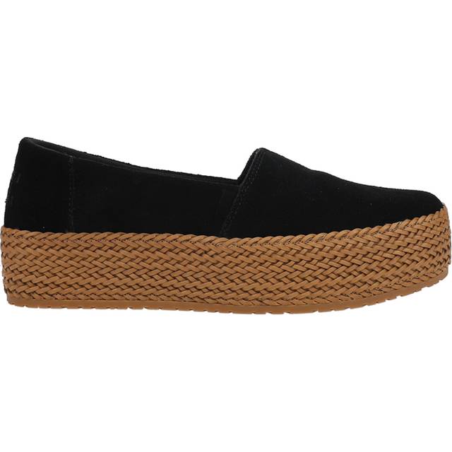 TOMS Women's Valencia Platform Espadrille - Suede in Black, Size 6.5