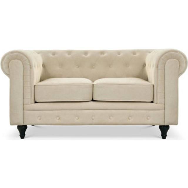 Chesterfield Velvet Sofa - 2 Seater - Cream