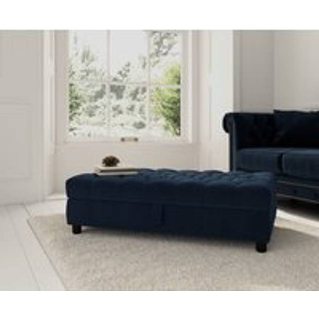 Mayfair Dark Blue Velvet Storage Footstool
