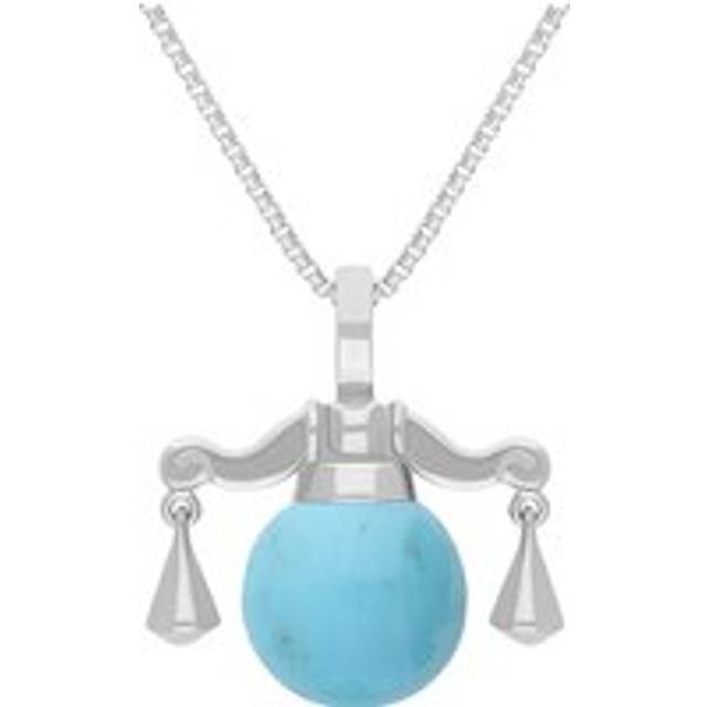 18ct White Gold Turquoise Zodiac Libra 8mm Bead Pendant - White Gold