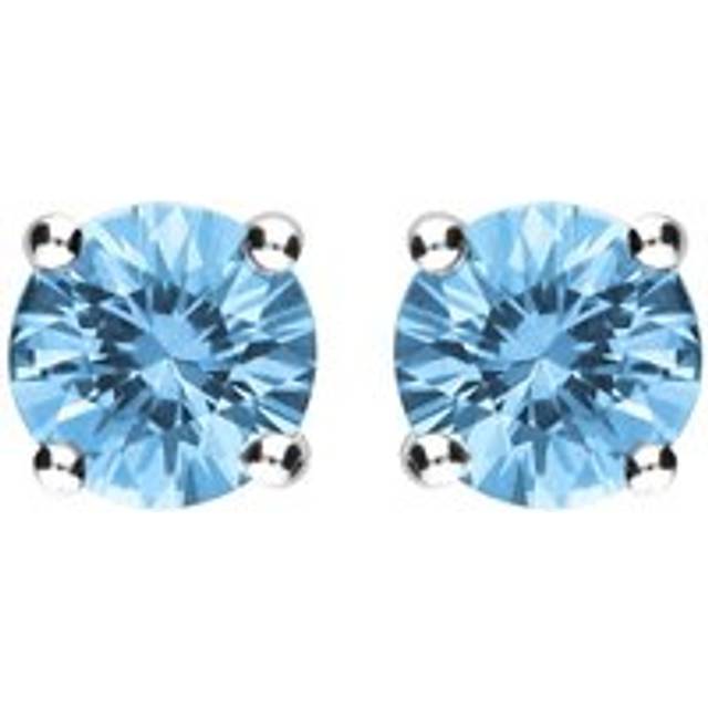 18ct White Gold Aquamarine Claw Set Solitaire Stud Earrings
