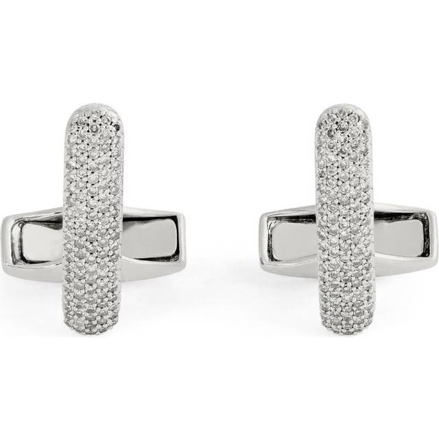 Tateossian Sterling Silver and Diamond Baton Cufflinks - One size