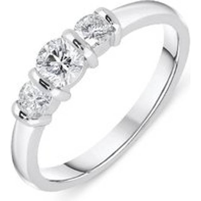 18ct White Gold 0.50ct Diamond Trilogy Bar Set Ring - White Gold