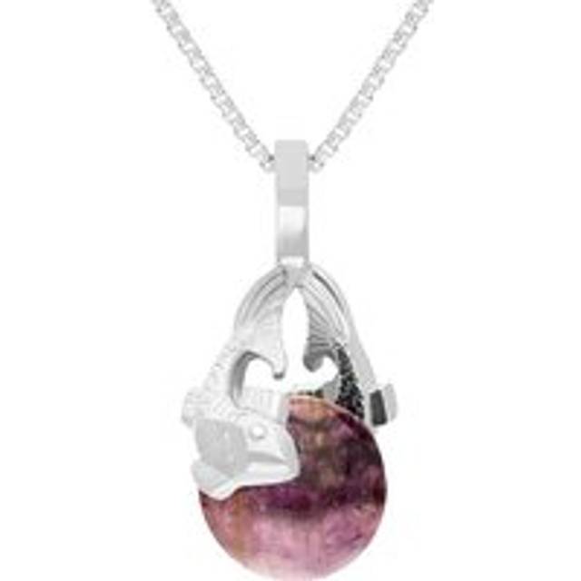 18ct White Gold Blue John Zodiac Pisces 8mm Bead Pendant - White Gold