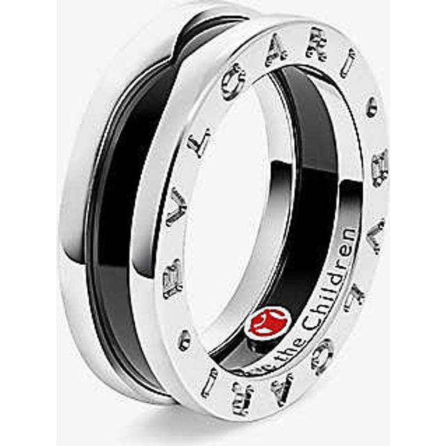 Bvlgari Womens Silver Save the Children Sterling and Black Ceramic One-band Ring 48mm - SILVER