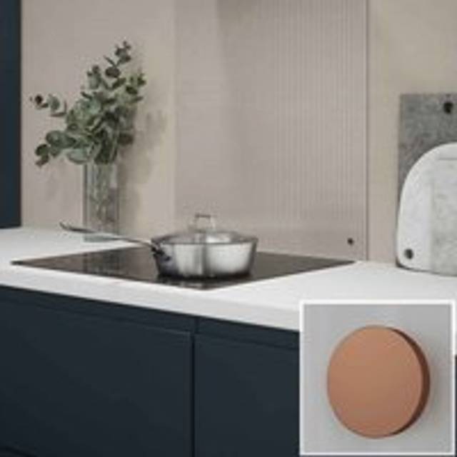 Clear Fluted Glass Kitchen Splashback With Copper Caps 600X750Mm, Clear