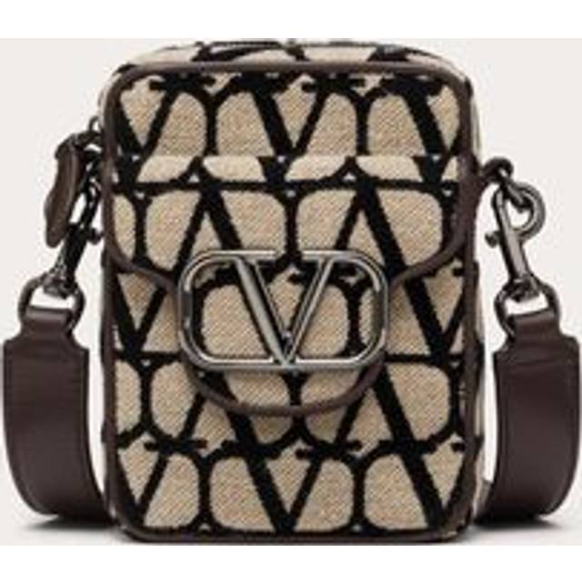Valentino Garavani MINI LOCÒ TOILE ICONOGRAPHE SHOULDER BAG Man BEIGE/BLACK UNI