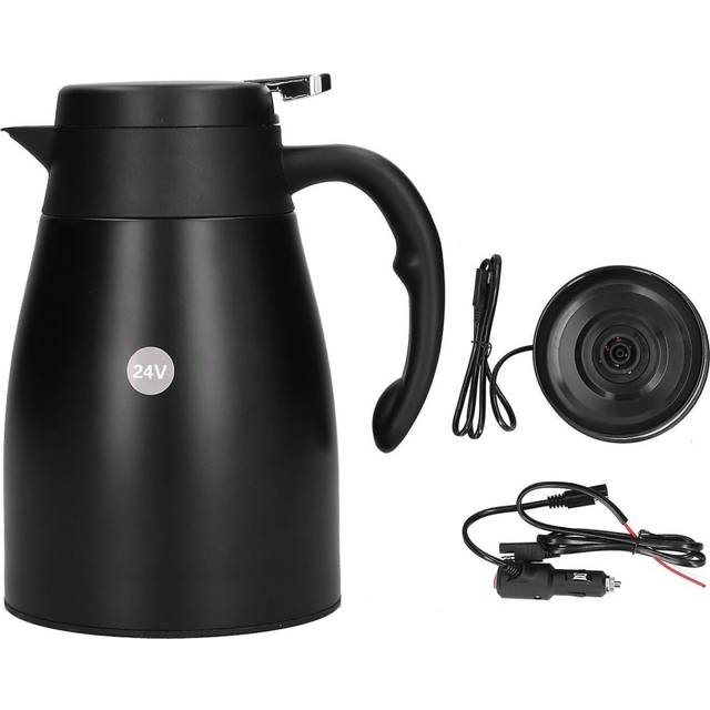 24V 1200ml Car Water Heater Pot with Base Portable Stainless Steel Electric Kettle Pot for Truck