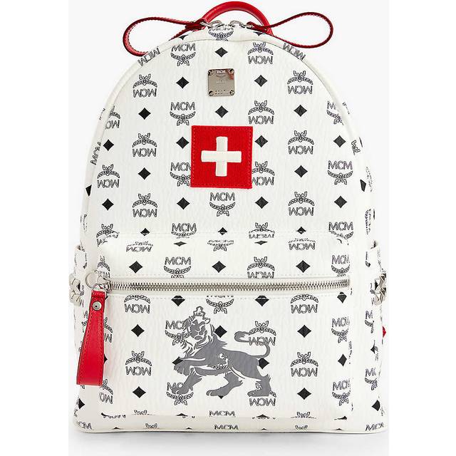 Mcm Mens White Euro 2024 Switzerland Faux-leather Backpack 41x31x15cm - WHITE