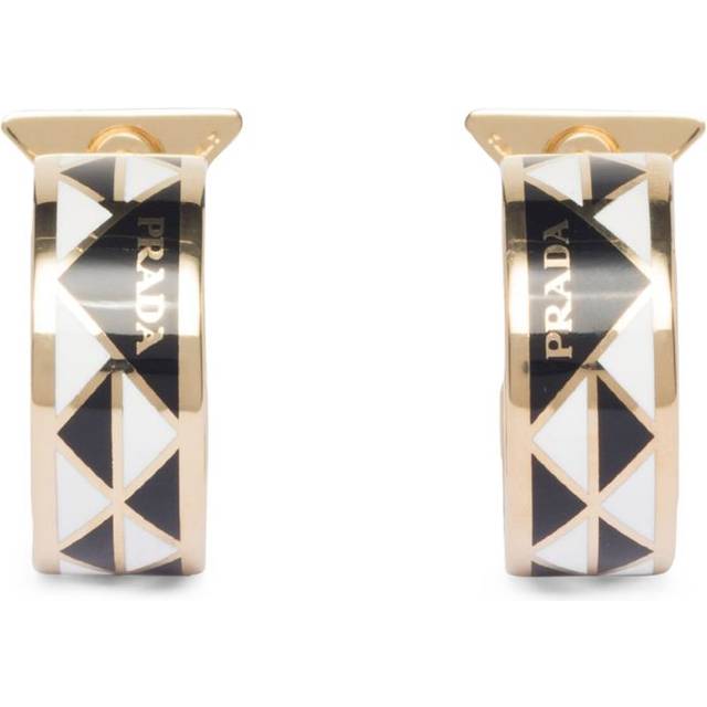 Prada Enamel Triangle Hoop Earrings - Black - One size