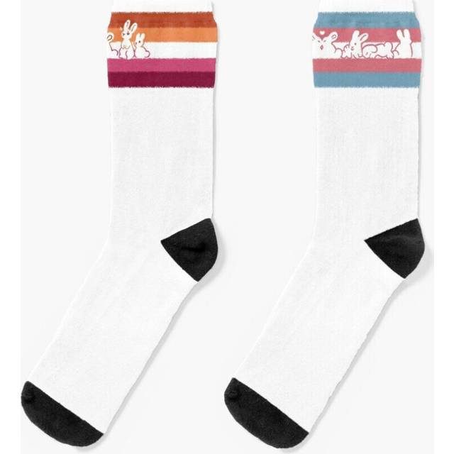 Dress Socks Trans Lesbian Pride Rabbits Novelty Fancy Crazy Pattern Crew Casual for Men Women