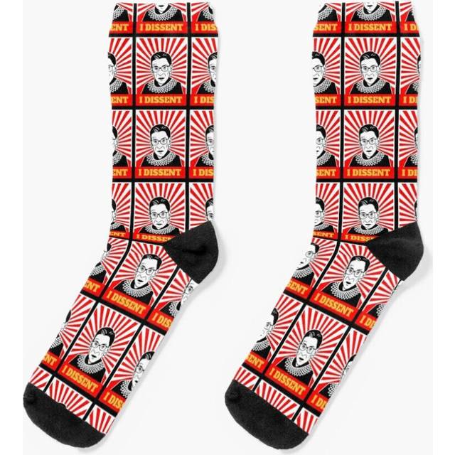 Dress Socks Ruth Bader Ginsburg (RBG) Says I Dissent (Bright Red Style) Novelty Fancy Crazy Pattern Crew Casual for Men Women