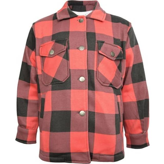 Kids Girls Check Print White Jackets Tunic Fleece Collared Fashion Coat 7-13 Yrs