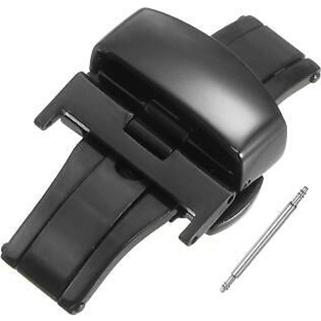 Folding watch clasp push button for 20mm leather watchband black