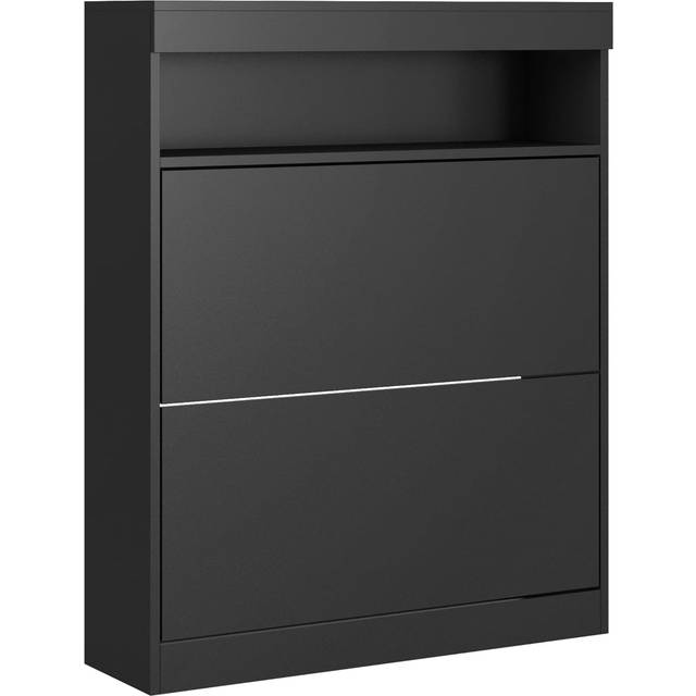 HOMCOM Wall Mounted or Freestanding Shoe Cabinet with 2 Flip Drawers, Black