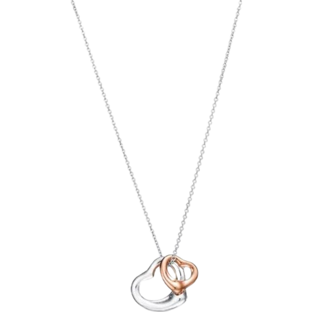 Tiffany & Co Womens Silver/rose Gold Open Heart Sterling-silver and 18ct Rose-gold Pendant Necklace 16in - Silver/Rose Gold