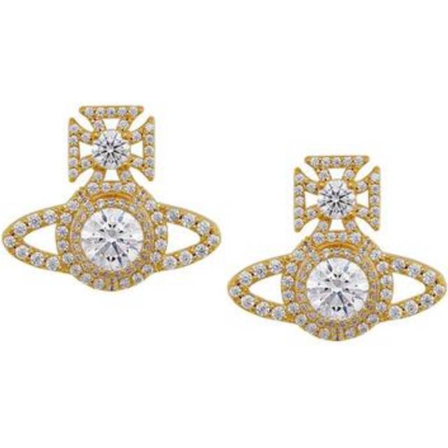 Vivienne Westwood Jewellery Womens Gold / White Cz Norabelle Brass and Cubic Zirconia Earrings