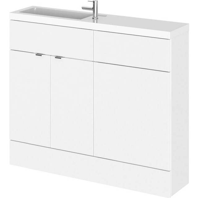 Fusion Compact Combination Unit with Slimline Basin - 1000mm Wide - Gloss White - Hudson Reed