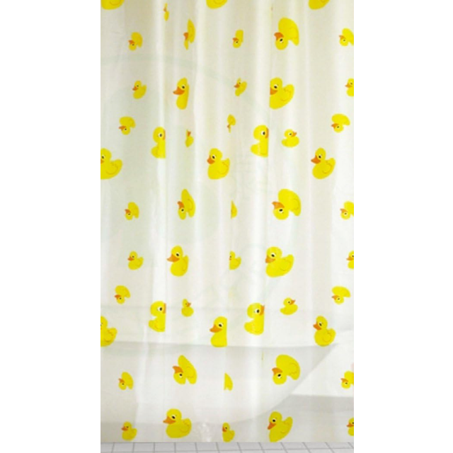 KAV - pack of 2 Peva yellow Duck Shower Curtains With Rings ideal for kids 180 * 180 cm approx 71 inches * 71 inches