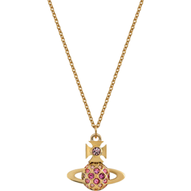 Vivienne Westwood Jewellery Womens Gold,rose,fuchsia Willa Bas Relief Gold-tone Brass and Crystal Pendant Necklace 45-40cm