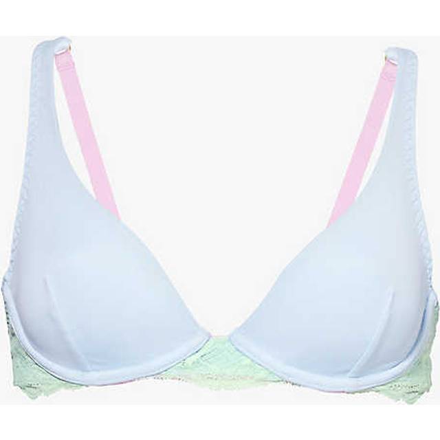 Dora Larsen Womens Pale Blue Joey Lace-trim Recycled-nylon Bra 36d - PALE BLUE