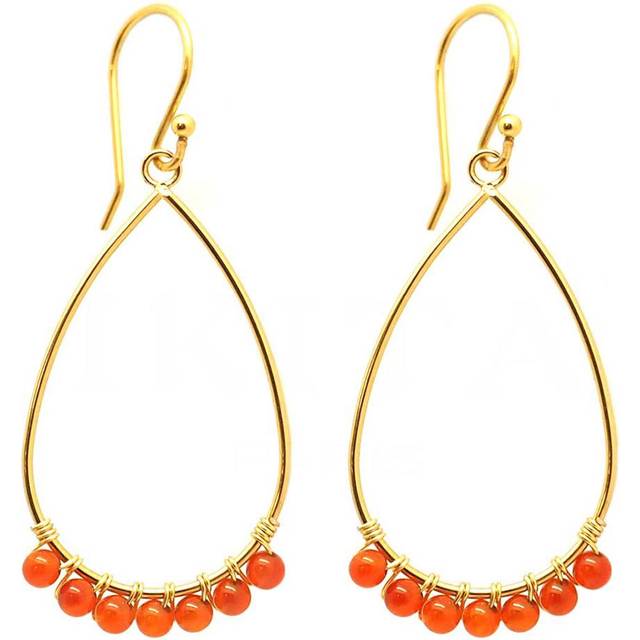 Les Trésors De Lily [Q1008] - Guld orange 'Boho' ståldesignerörhängen - 28x17 mm orange