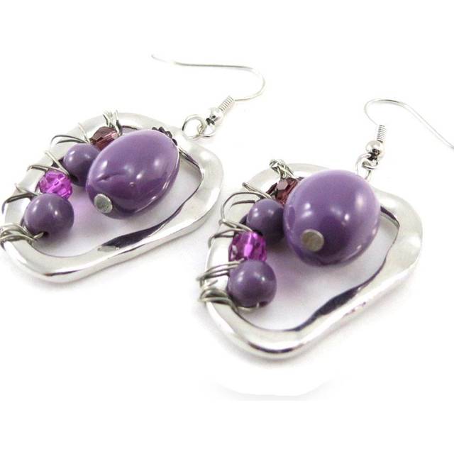 NOA [J1841] - Purple 'Valentine' Designer Earrings Violet