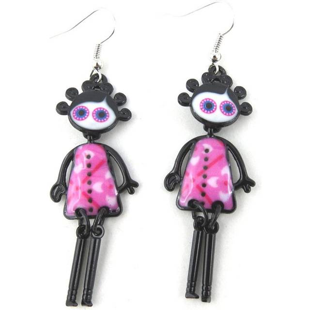 Les Trésors De Lily [N0986] - Designer earrings 'Articulated Doll' pink - 55x20 mm Rose