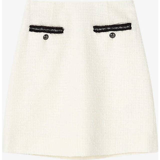 Lk Bennett Womens Cre-cream Charlie A-line Tweed Mini Skirt 12 - CRE-CREAM