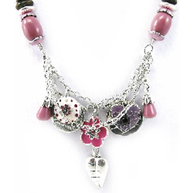 Les Trésors De Lily [G0190] - Pink 'Bouquet Fleury' Designer Necklace Rose