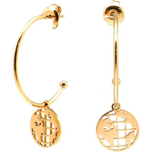 Les Trésors De Lily [Q5052] - Creole steel designer 'Mappemonde' golden - 25 mm- 12x12 mm