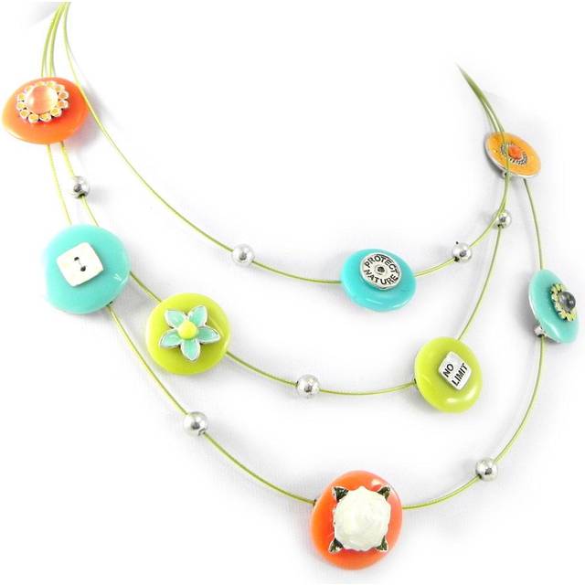 Les Trésors De Lily [H3508] - Designer Necklace 'Liberty' orange green