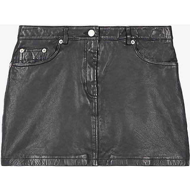 The Kooples Womens Black High-rise Fitted Leather Mini Skirt S - BLACK
