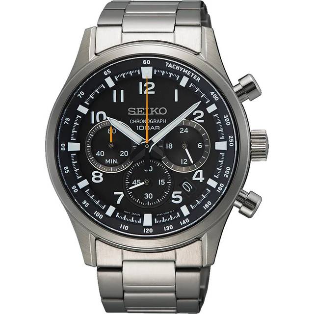 Seiko Discover More Sport Chronograph Stainless Steel Black Dial Quartz SSB447P1 100M Men's Watch
