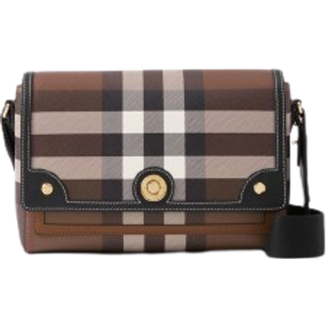 Burberry Womens Dark Birch Brown Checked Woven Cross-body Bag 18x25.5x9cm