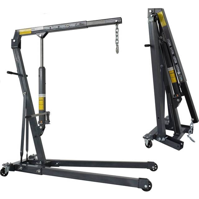KMS - SwitZer 1 Ton Tonne Engine Crane Stand Hoist lift Jack Hydraulic Folding Grey