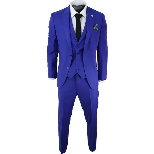 (44) Mens 3 Piece Royal Blue Tailored Groom WeddingSuit