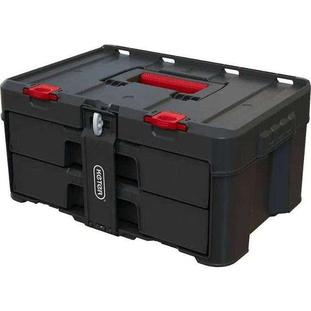 Keter Stack N' Roll Tool Storage 2 Set Drawer - Black & Red