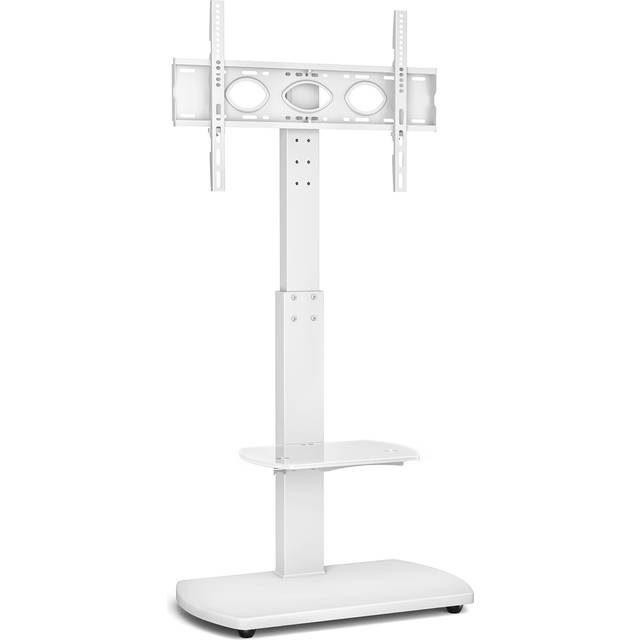 TTAP TV Stand for 32-65 Inch TV?s with Black Wooden Base and Single Glass Shelf/With Swivel and Height Adjustable Mount Bracket (BLACK)